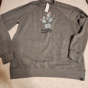 LG Gray Crewneck Sweater Cartoon Graphic